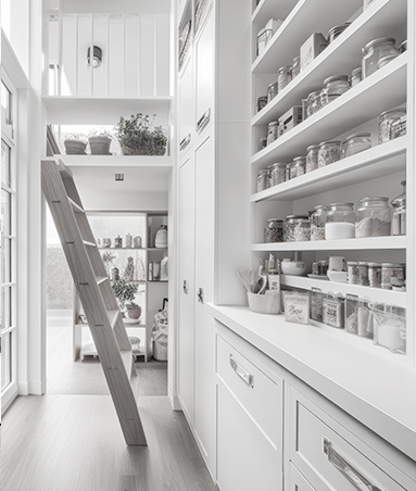 pantry-storage-cabinet-florida.jpg Custom pantry storage system with built-in shelves, pull-out drawers, and organized zones in a Florida kitchen